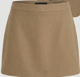 Tan Wool Blend Mini Skirt