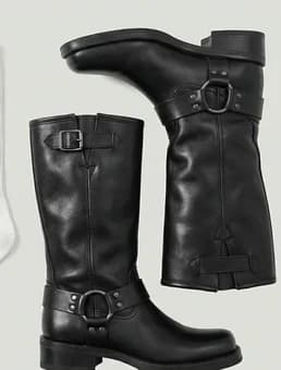 Black Leather Harness Boots