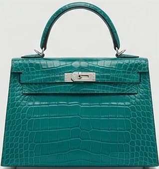 Teal Crocodile Leather Top Handle Bag